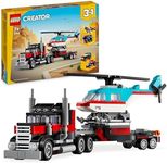 LEGO Creator 3in1 Flatbed Truck with Helicopter Toy to Propeller Plane and Fuel Lorry to Hot Rod and SUV Car Toys for 7 Plus Year Old Boys, Girls and Kids who Love Cool Vehicles, Gift Idea 31146