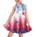 Veniyate Cute Girl's Tank Dress Midi Dress Beach Sleeveless Sundress for Kids 3-16 Years, 4th of July Patriotic, 7-8 Years