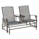 Outsunny Metal Double Swing Chair Glider Rocking Chair Seat Outdoor Seater Garden Furniture Patio Porch With Table