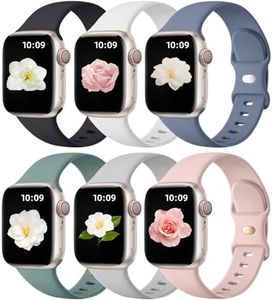 iXTRA 6 Pack Sports Watch Band for Apple Watch 49mm 46mm 45mm 44mm 42mm 41mm 40mm 38mm Soft Silicone Waterproof Straps Women Men Replacement Strap for iWatch Series 10 9 8 7 6 5 4 3 2 1 SE Ultra2/1