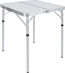 REDCAMP Small Square Folding Table 2 Foot, Portable Aluminum Camping Table Adjustable Height Lightweight for Picnic Beach Outdoor Indoor, White 24 x 24 inch