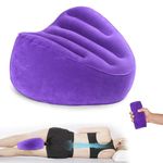 Knee Pillow for Side Sleepers, Leg Pillow Velvet Soft, Inflatable Travel Pillow for Hip Back Pain Relief, Wedge Pillow for Leg Support Elevation