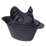 US Stove Kettle Chicken Steamer, for Use with Hot Stove, Cast Iron, Stainless-Steel, Black