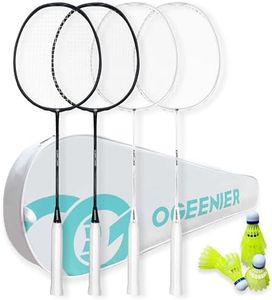 OGEENIER Badminton Rackets Set, 4-Player Lightweight Badminton Racquets Set with 6 Nylon Birdies for Outdoor Backyard Games