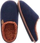 KuaiLu Mens Indoor Memory Foam Slippers with Orthopaedic Arch Support Comfortable and Warm Shaggy Lining Floor Slip-On Casual Pants Men's Comfort Bedroom Shoes Rubber Sole Outdoor Blue Brown Size 8.5