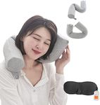 Memory Foam Travel Pillow-Travel Neck Pillow for Airplane -for Traveling On Airplane Bus Train Or at Home,Best for Side Stomach and Back Sleepers - Adjustable Bendable Roll Pillow