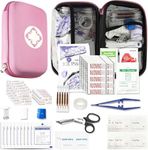 277PCS Compact Emergency First Aid Kit for Car Business Travel Size Backpacking Gear Bag Camping Essentials Survival Kit Supplies for Road Trips, Hiking, Outdoor Play Pink AMORNING