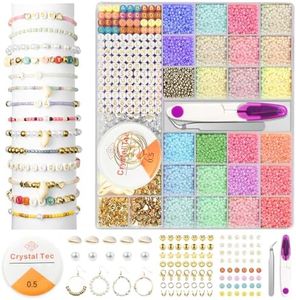Lannvan 12662 Pezzi Perline per Braccialetto, 3mm 24 Colori Fperla di Vetro Set Perline, Alfabeto Perline Braccialetto Fai Da Te Fascino Set, Compleanno Regalo di Natale(colore crema)