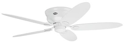 HUNTER FAN Ceiling Fan Low Profile 132 cm Indoor, and Pull Chain, White, 4 Reversible Blades White and Maple Ideal for Summer or Winter, Model 24377