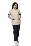 Uniform Craft Women's Polyester and Cotton Twill Support Staff Uniform, Beige and Navy blue (M)