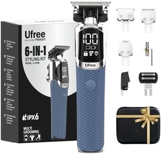 Ufree 6-in-1 Professional Beard Trimmer for Men, IPX6 Waterproof Electric Shaver Razor, Cordless Body Hair Trimmer for Mustache, Nose, Type-C Mens Gooming Kits, Birthday Valentines Gifts for Him