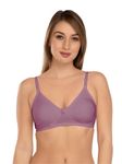 DAISY DEE Women's Brassiere Soft Cotton Non-Padded Wire-Free Everyday Use Full Coverage T-Shirt Bra with Concealed Shaper Panel and Adjustable Straps (Berry-36C) - NLBLA