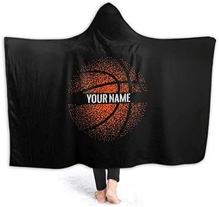 ARAHANT Personalized Hooded Blanket with Name, Custom Basketball Wearable Blanket Gift, Lightweight Flannel Soft and Cozy, 50'' x 60'' for Teen
