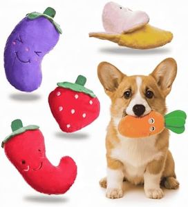 [Upgrade Version] Squeaky Plush Dog Toys - Small Breed Puppy Chew Toys - Chewing Toys for Dogs - Small Dog Plush Toys Set - Cute Dog Chew Toys - Vegetable Dog Toys - Fruit Squeaky Toys for Small Dogs