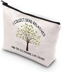 Funny Genealogist Gift I Collect Dead Relatives And The Occasional Live Cousin Zipper Pouch Makeup Bag, Beige, Relatives Cousin