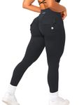 Danysu Scrunch Butt Pocket Leggings for Women Cross Waist Workout Gym Bottom Black S