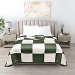 LINENWALAS 100% Bamboo Patchwork 300 Tc Reversible Double Bed Silk Dohar, Soft And Lightweight Blanket, Breathable Double Dohar (90X100 Inches), Avocado Green And Ivory