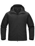 TACVASEN Casual Jackets for Men Winter Waterproof Sports Jacket Softshell Fleece Jacket Ski Skiing Snow Coat Black Fishing Hoodie Black XL