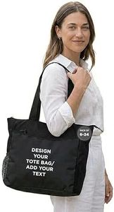 DISCOUNT PROMOS Custom Beach Tote Bag with Mesh Pockets Set of 6/12/24, Personalized Bulk Pack - Reusable, Great for Picnic, Camping, Beach, Outdoor Activities - Black