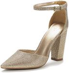 DREAM PAIRS Women's Coco Pointed Toe High Heels Pump Shoes,Size 8,Gold/Glitter,Coco