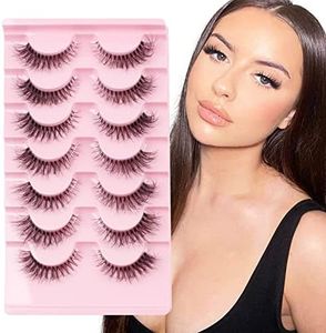 Glowing Win Faux Cils Naturel Bande Transparente Minces 7 Paires 3D Faux Cils Oeil de chat Reutilisable Cat Eye Fake Lashes Moelleux faits à la main Mink Fluffy False Eyelashes