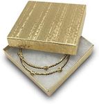 TheDisplayGuys - 25-Pack #33 Cotton Filled Cardboard Paper Jewelry Box Gift Case - Gold Foil (3.5" x 3.5" x 1.0")