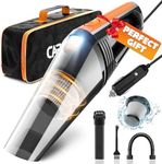 QYHY Car Vacuum, Portable Car Vacuum Cleaner High Power 8000PA/100W/DC12V, 16.4Ft Corded Handheld car Vacuum with LED Light, Deep Detailing Cleaning Kit of Car Interior with Wet or Dry for Men/Women