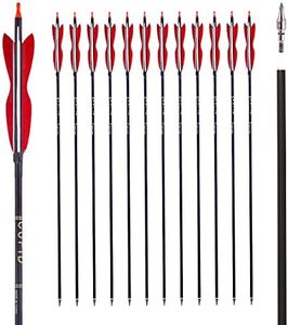 30Inch Carbon Arrow Archery Hunting/Targeting Practice Arrows with 5" Turkey Feathers for Compound Recurve Longbow 12Pack