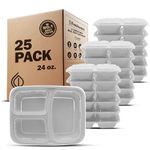Freshware YH-3X30C Meal Prep [30 Pack] 3 Compartment with Lids Food Storage Containers, Lunch BPA Free | Stackable | Bento Box, Microwave/Dishwasher/Freezer Safe, Plastic, 30-Pack