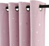 PONY DANCE Star Curtains for Bedroom - Eyelet Printed Star Pattern Blackout Curtains 52 x 63 inch for Light Block & Room Darken Home Décor Kids Preteen Drapery, Light Pink, 2 Panels