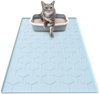 Garoopion Silicone Cat Litter Trapping Mat, Large Waterproof 34" X 22" Cat Litter Box Mat, Easy to Clean, Blue