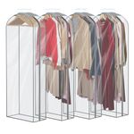 Syeeiex Hanging Garment Bags, 60" Dress Bags Covers Long with Side Zipper, Dress Covers Garment Bags Full Length, Transparent Clothes Covers for Dresses, Coats, Suits, 4 Pack