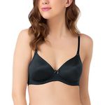 Amante Women Solid Lightly Padded Non-Wired Full Coverage Seamless Detachable Straps, Lightweight, Microfiber Fabric, Breathable Smooth Cups Smooth Charm T-Shirt Bra - BRA10606 (Black) (34C)