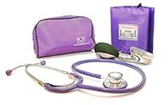 Aneroid Purple Sphygmomanometer with 1 Adult Cuff and Purple Stethoscope - Blood Pressure Monitor Kit