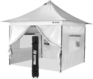 OUTFINE 12×12 Pop Up Canopy-Heavy Duty Canopy Tent with Sturdy Metal Frame(10×10 Base) Reinforced with Steel Cables, Roller Bag, Sidewall×4 for Exhibition, Party&Backyard (White, 12 * 12FT Pro)