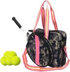 Doksmeria Tennis Bags for Women, Waterproof Tennis Racket Bag with Removable Shoulder Strap & Bottom Pad, Large Tennis Tote Bag for Tennis racquet, Pickleball, Badminton and Other Accessories