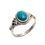 Turquoise Stone Ring 925 Sterling Silver Statement Ring For Women Size UK P Natural Gemstone Ring Handmade Ring Christmas Gifts Ring Jewelry