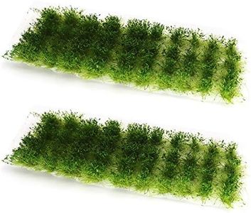 80 Pcs Green Bushy Tufts Lowland Shrubs Tuft Static Grass Vegetation Groups Railway Artificial Grass War Gaming Terrain Decoration Railroad Scenery War Gaming Scenery (Dark Green)