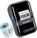 CLABEL Label Maker, Barcode Printer, 220B Thermal Bluetooth Mini Label Printer Sticker Printer Maker Machine 2 Inch No Ink Portable with 1 Roll Tape for Small Business,Office, Home Black