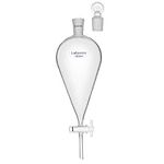 Labasics Borosilicate Glass 1000ml Conical Separatory Funnel with PTFE Stopcock - 1000mL