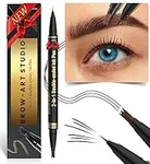 iMethod Microblading Eyebrow Pencil - Brow Pencil 2-in-1 Dual-Ended Eyebrow Pen with 3-Prong Micro-Fork-Tip Applicator & Precise Brush-Tip Creates Natural-Looking Brows, Stay on All Day, Dark Brown