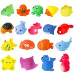 FRIUSATE Baby Bath Toys, 18Pcs Bath Squirters Toys Assorted Colors Floating Animal Toy Sensory Toys for Toddlers Kids Gift