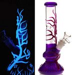 Glass Bong with Tornado percolate,Green Water Bongs with 14.5mm Bong Bowl Height 25cm Weight 400g Glass Pipe for Smoking Hookah Glass Bongs Oil Rig Smoking Pipe (Purple Bong pipe)