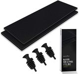 Esatto 23.375” x 7.75” Double Width Professional Spill Bar Supply Mat Bartender Non-Slip Black Bar Mat Coffee Drinks Mixing Pad for Bars, Home, Kitchen, Restaurants (2 Pack, Black) Includes 3 Pourers