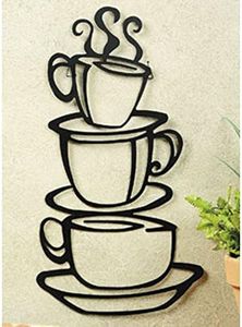 Super Z Outlet Black Coffee Cup Silhouette Metal Wall Art for Home Decoration, Java Shops, Restaurants, Gifts