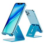 urmust Phone Holder, Mobile Phone Stand Dock for Desk, Aluminum Cell Phone stand for iPhone 14,14 Plus,13, 13 Pro, 12 Pro Max, 12, 11 Pro, Xs Max, X, 8, 7, 6 Plus, Samsung S22 and more (Blue)