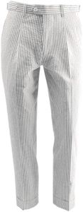 HBDesign Summer Pure Cotton Seersucker Slim Business Casual Men's Dress Pants Thin Striped Mid-Waist Handmade Pants