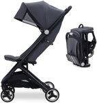 GAOMON Lightweight Stroller, Compact One Hand Fold Travel Stroller for Airplane Friendly, Reclining Seat and Canopy, Smooth Suspension, Travel System Ready, Black