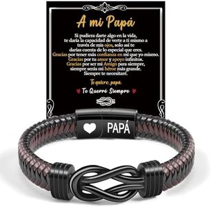 CheersLife Regalo Dia Del Padre,Regalo Original De Papá,Dia Del Padre Regalos,Pulsera De Cuero De Papá, Regalo Tallado De Papá Regalo Navidad Y Cumpleaños Para Papá,Pulsera de Papá Infinita