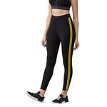 Blinkin Women's Skinny Fit Polyester Blend Leggings (5550-yellow-5xl_black With Yellow_5xl)